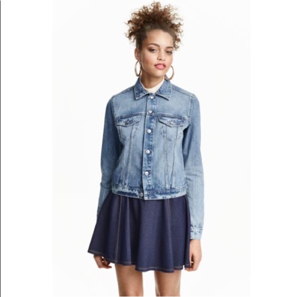 H&M Skater Skirt Dark Denim Blue